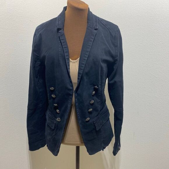 Free People Jackets & Blazers - Free People Black Military Jacket w/Silver Buttons Size Medium